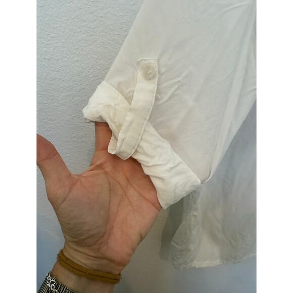 Solitaire‎ White Pink Yellow Floral Embroidered Blouse Medium - Picture 6 of 8